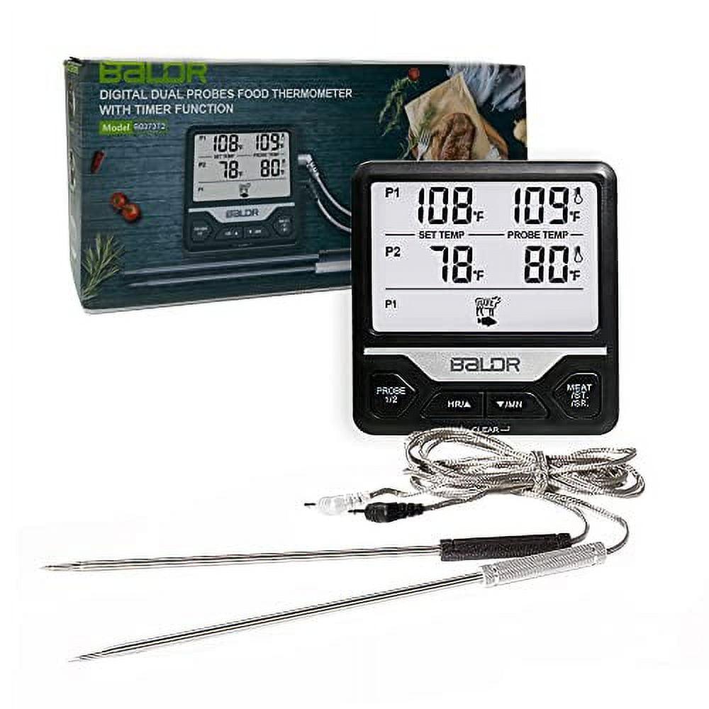 BALDR Dual Probe Digital Meat Thermometer with Timer and Alert