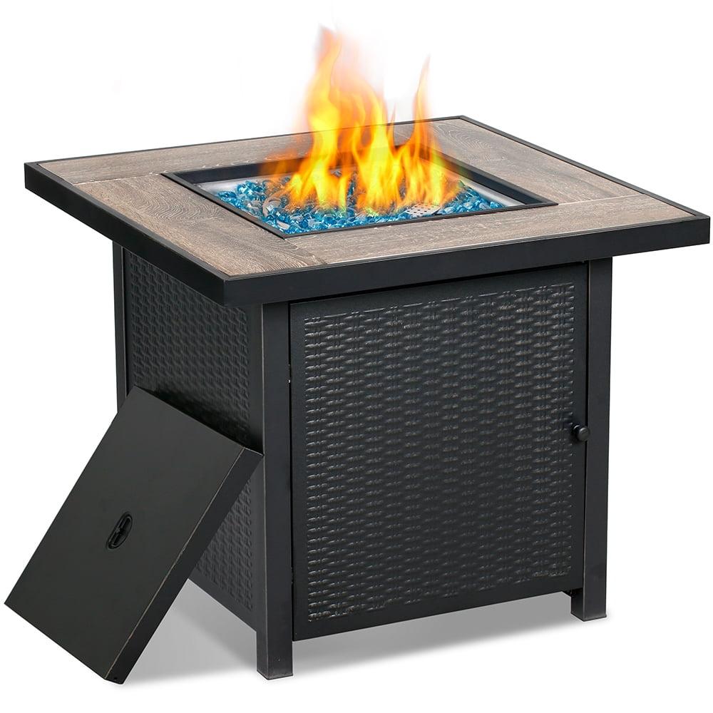 30-Inch Black Steel Gas Fire Pit Table