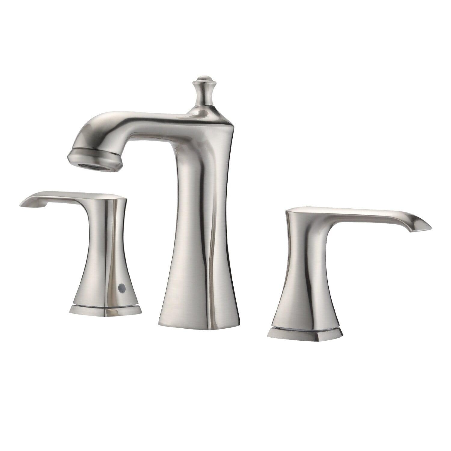 BATHLET  2 Handles 3 Holes Bathroom Sink Faucet Brushed Nickel Brushed