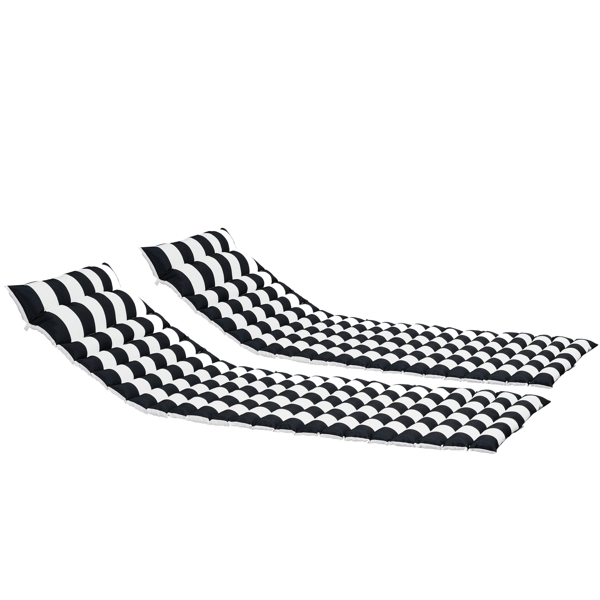 BAYUELSWU 2 PCS Set Outdoor Lounge Chair Cushion Replacement Patio Furniture Seat Cushion Chaise Lounge Cushion,Cushion Only, Chair not Included (Black-White)