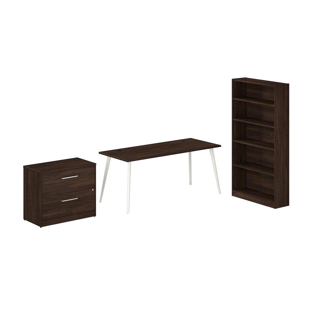 Bush Business Furniture Bush Business Furniture Vista 72W Desk With Splayed Metal Legs, Lateral File Cabinet, And Bookcase