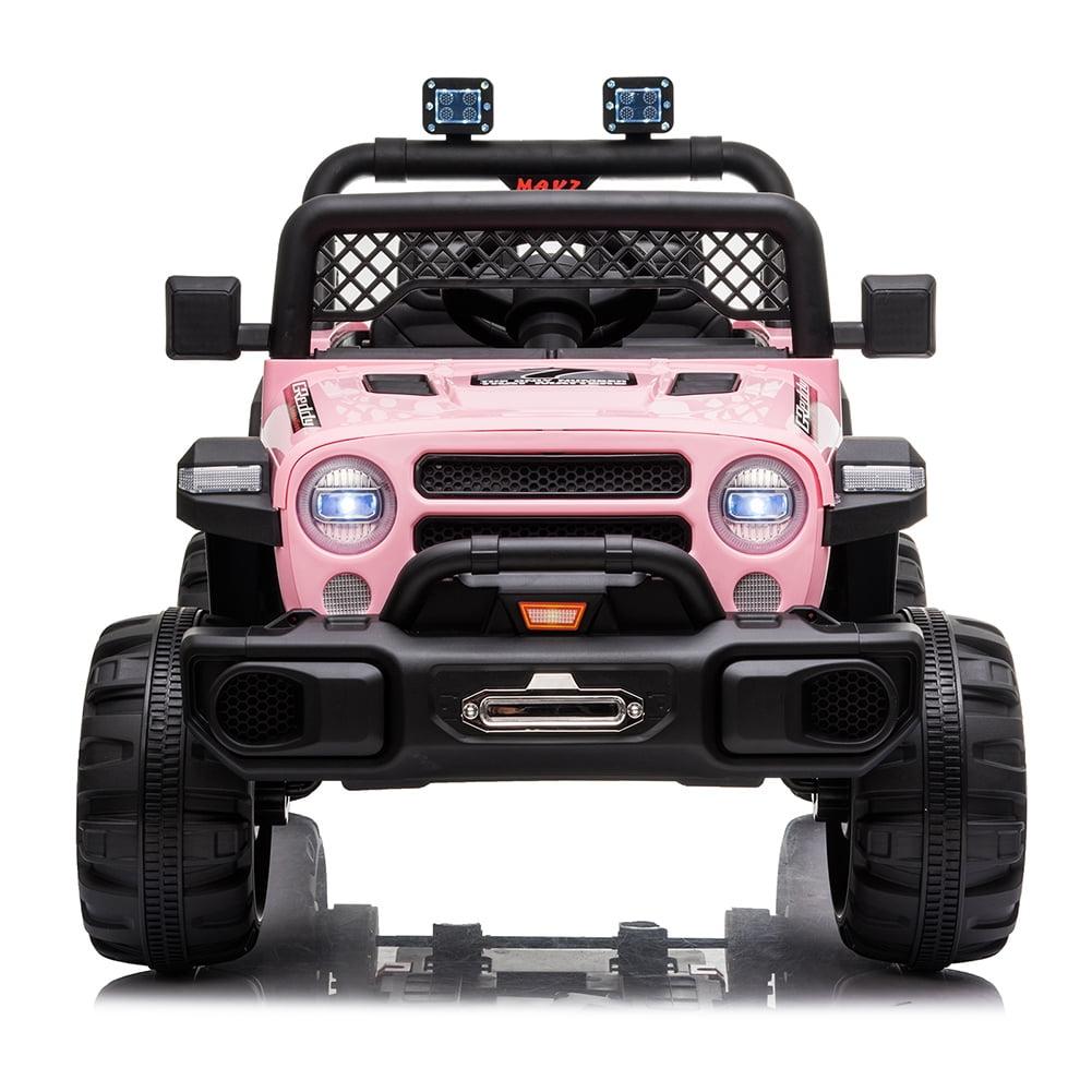 Dual Drive 12V 4.5A.h with 2.4G Remote Control off-road Vehicle, Waterproof Remote Control Car with Charger for 1-2 Hrs Play, 3 Speeds Options, Gift for Boys Kids, Pink