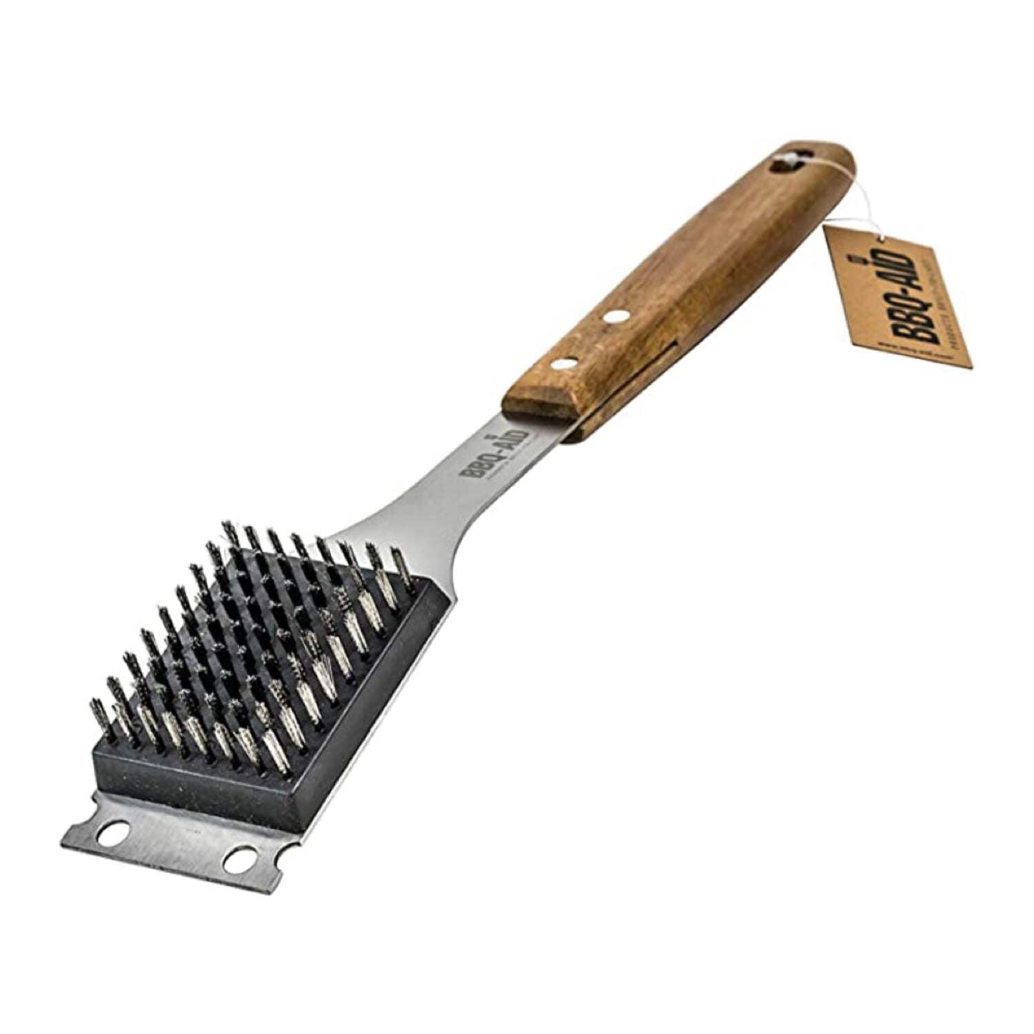 Heavy Duty Grill Brush with Acacia Wood Handle and Stainless Steel Bristles