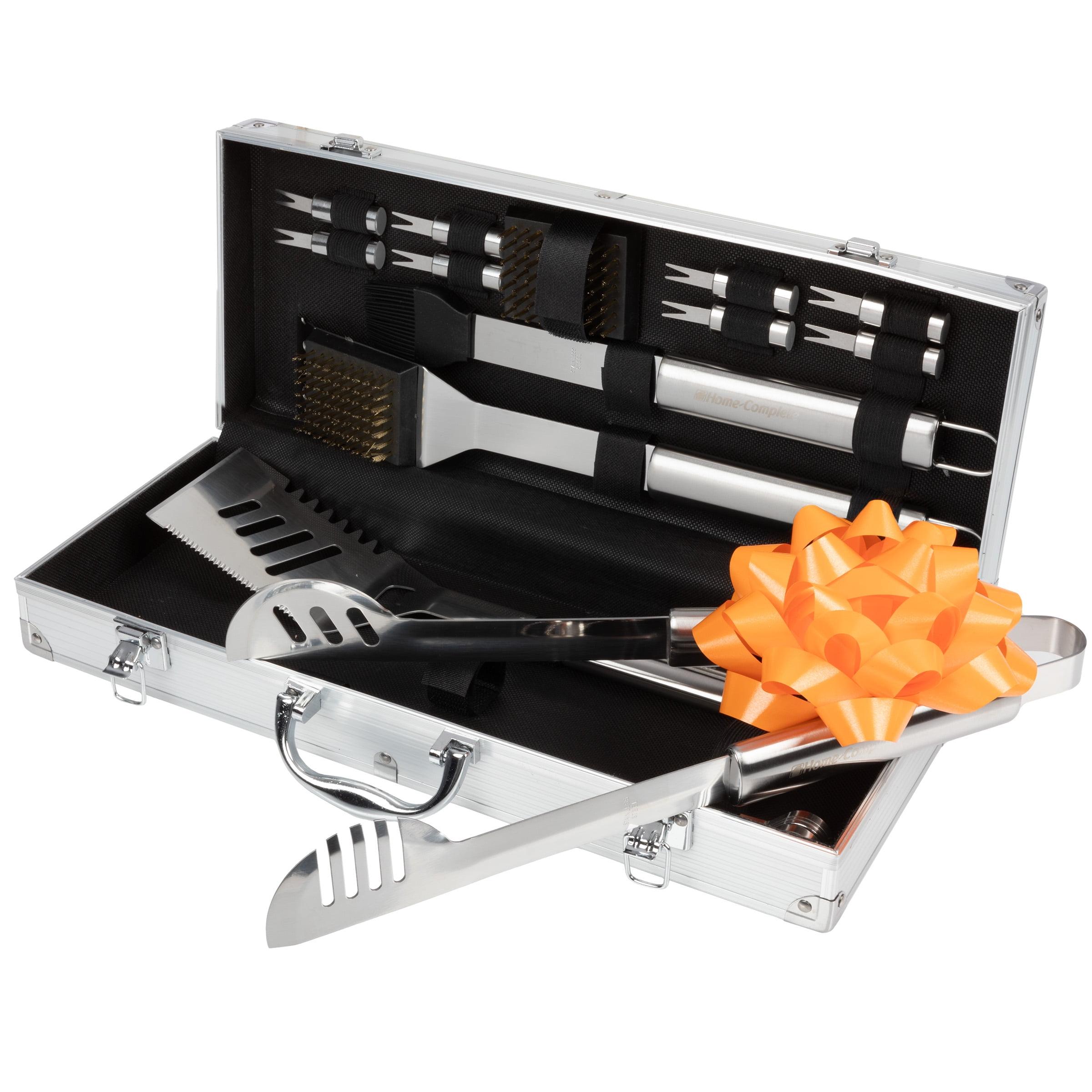 16-Piece Stainless Steel BBQ Grill Tool Set with Aluminum Case