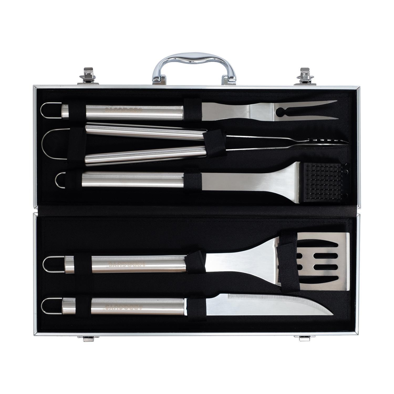 Premium Stainless Steel 5-Piece BBQ Tool Set with Case