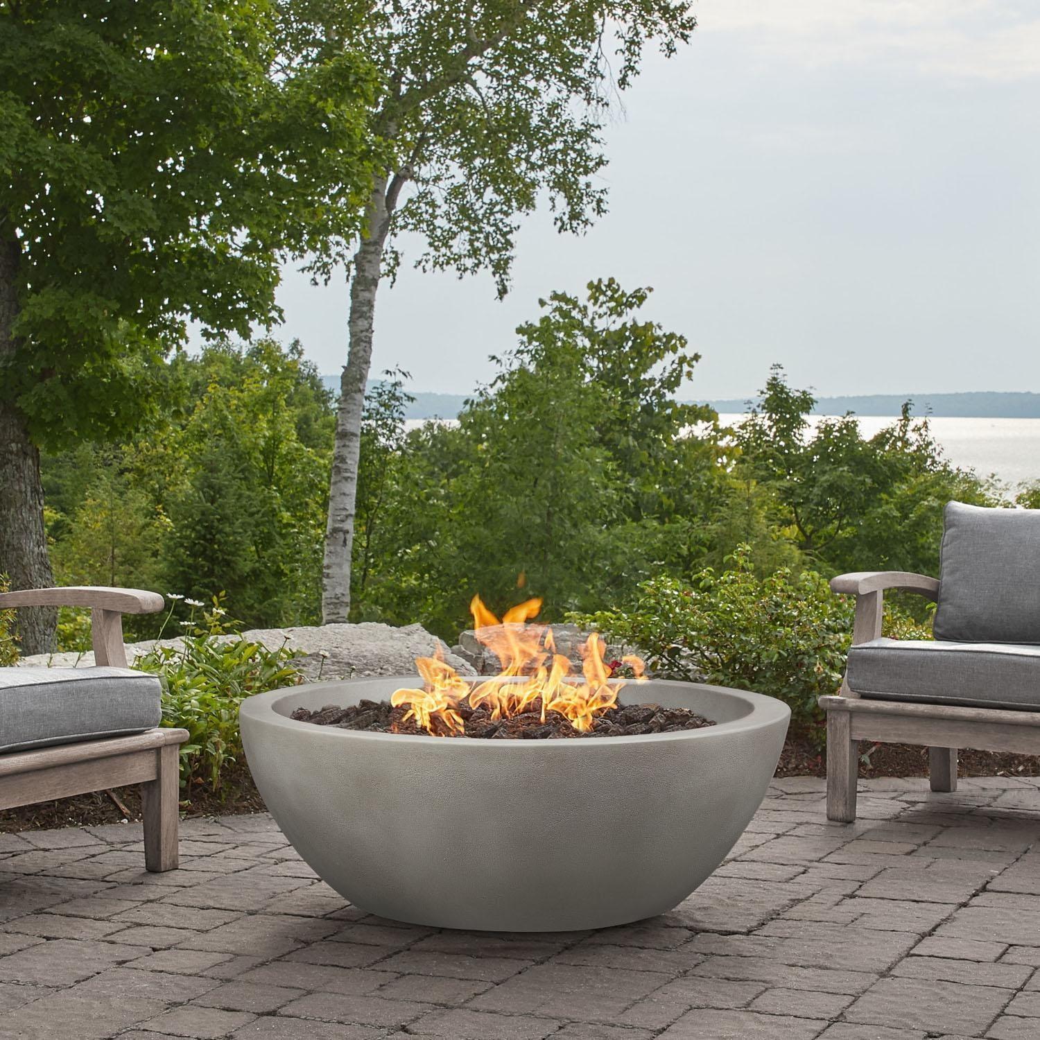 Shade Gray 48" Round Concrete Gas Fire Pit Table