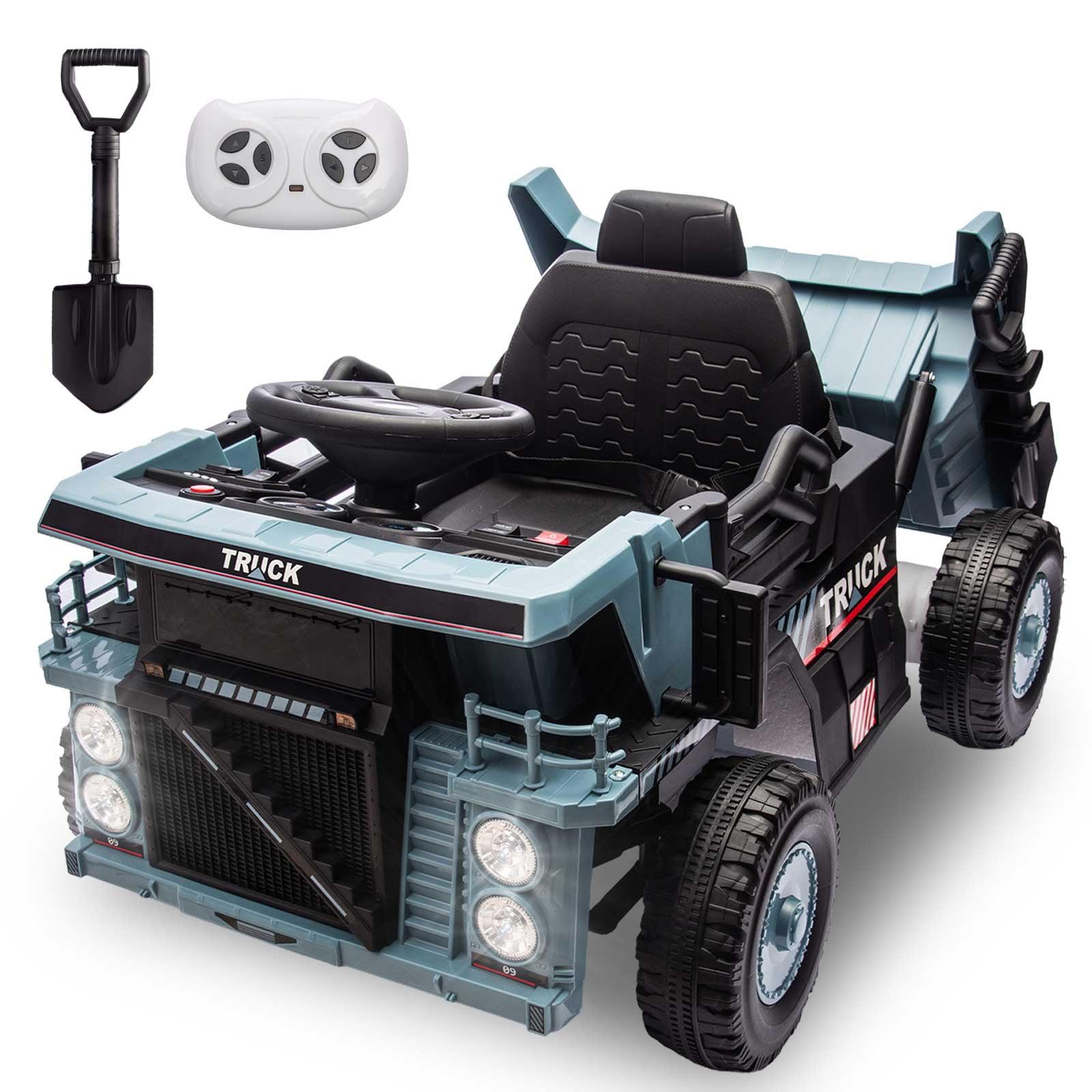 Blue 12V Kids Ride-On Dump Truck with Remote Control