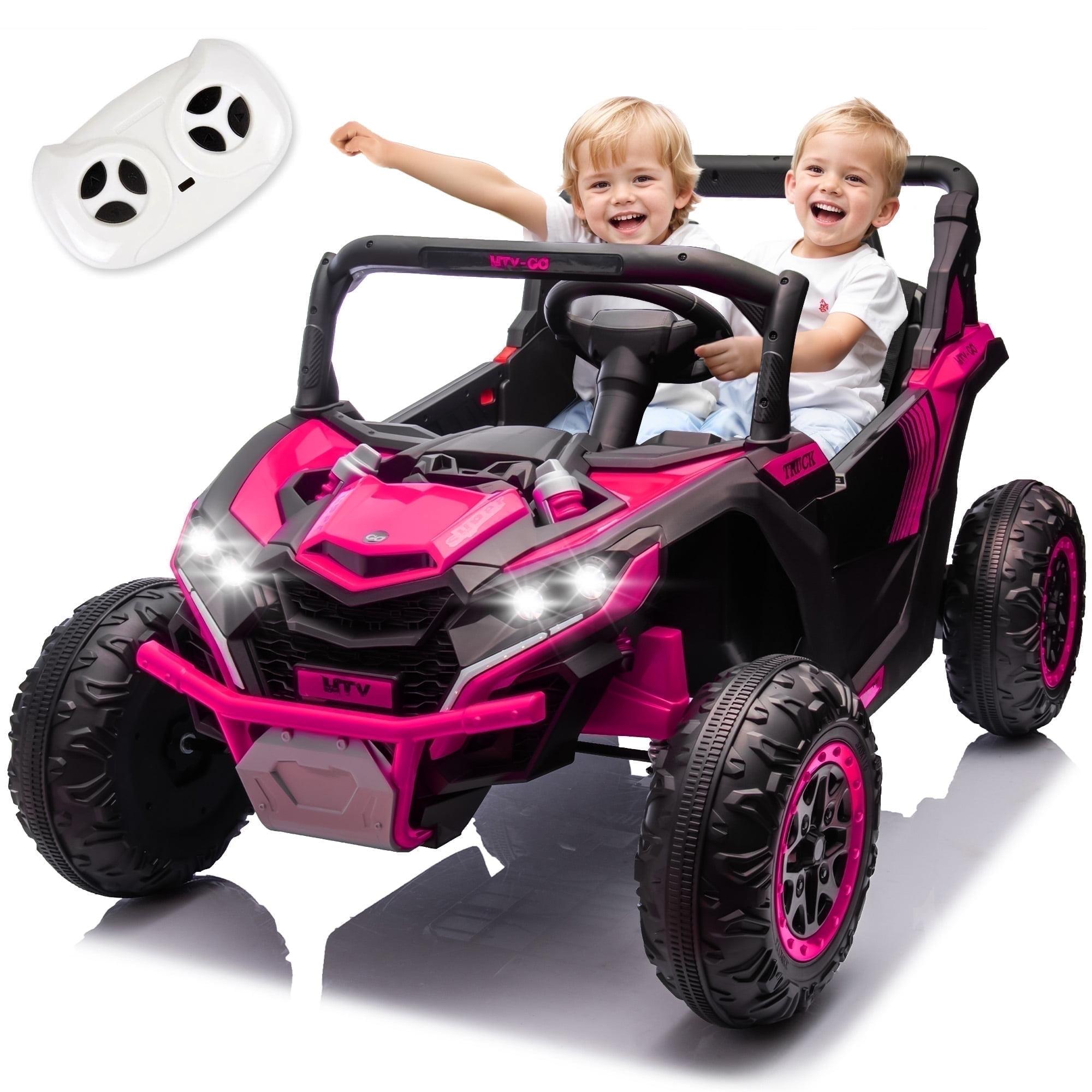 Ancheer Alex 24V 7AH Real 2 Seater Ride On Toys For Big Kids W/ Parent Remote Control, Ride On UTV W/ 20" Large Seat, Bluetooth, 2X200W Powerful Motors, MP3, Lights, 4.5 Mph Max Speed, Power Car Wheels, Pink