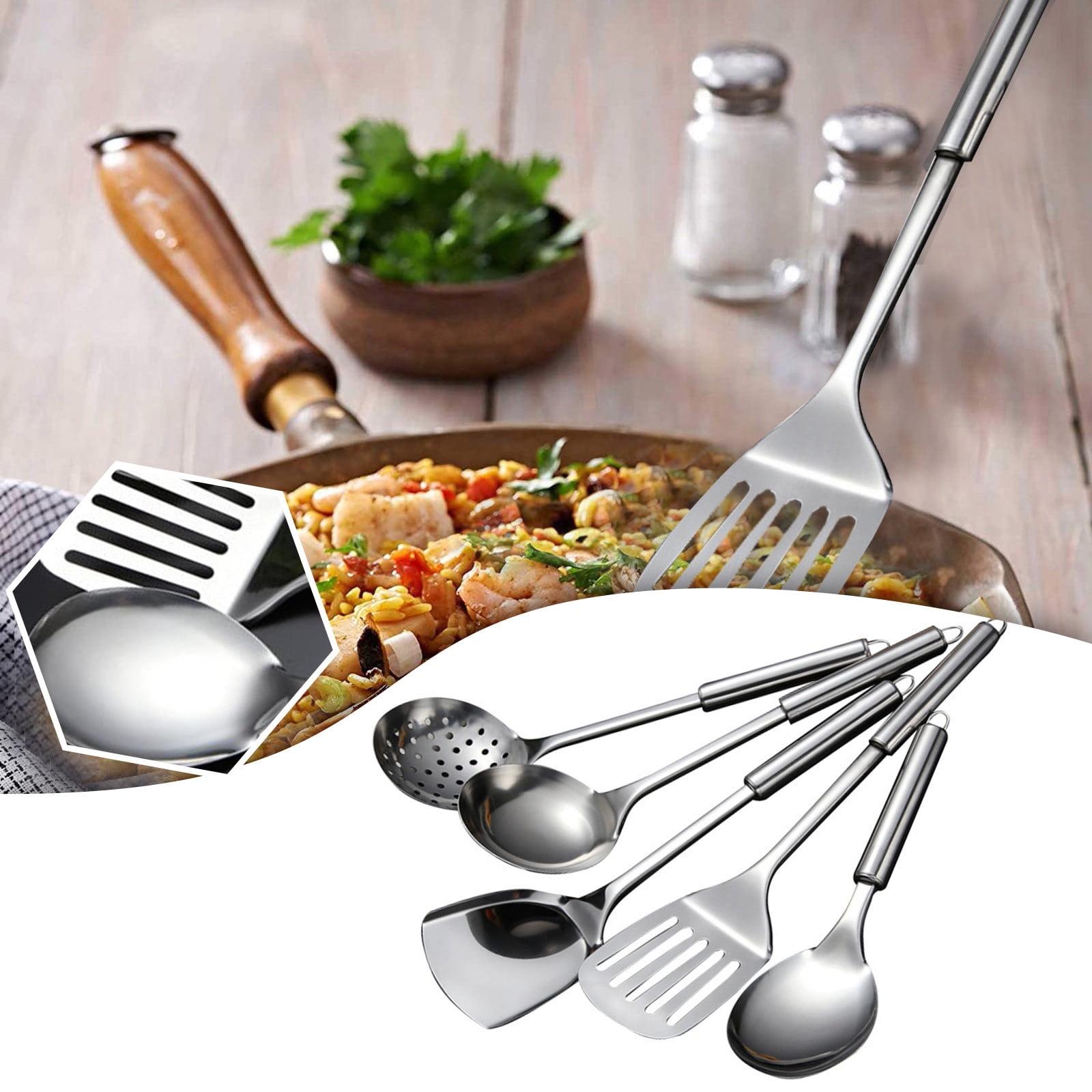 Zhouqiannn 5Pcs/set Stainless Steel Kitchen Cooking Tools Utensil Set Spatula Spoon Dinning Table Runner with 6 Placement Mats Mat Plate Place Mats for Dinner Table Dinner Place Mats Indoor Small