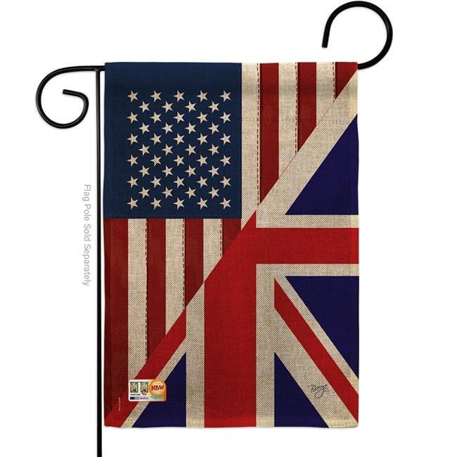 BD-FS-G-108380-IP-DB-D-US16-BD 13 x 18.5 in. US UK Friendship Burlap Flags of the World Impressions Decorative Vertical Double Sided Garden Flag