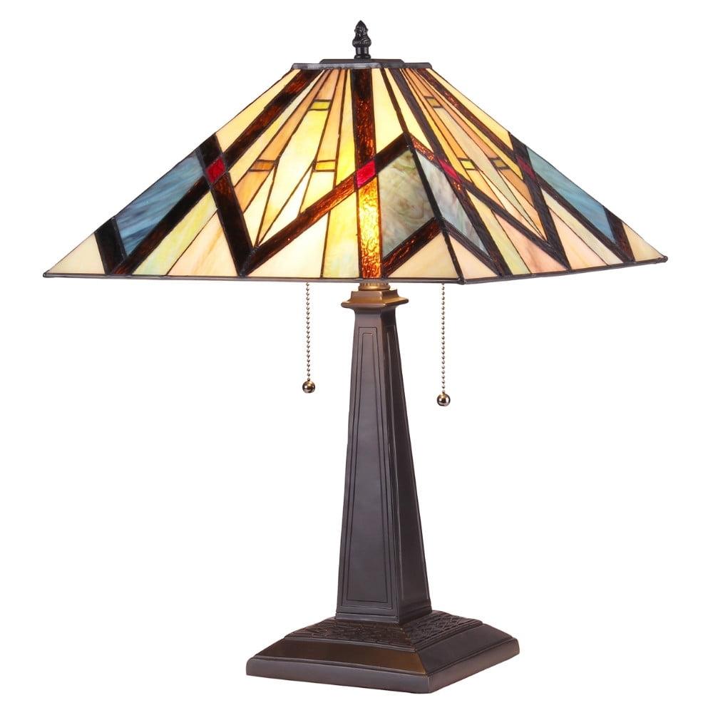 Bedivere 26" Bronze Mission Table Lamp with Stained Glass Shade