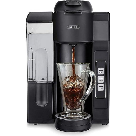 BELLA Single Serve Coffee Maker, Dual Brew K-Cup Pod or Ground Coffee Brewer, Large Removable Water Tank, Black