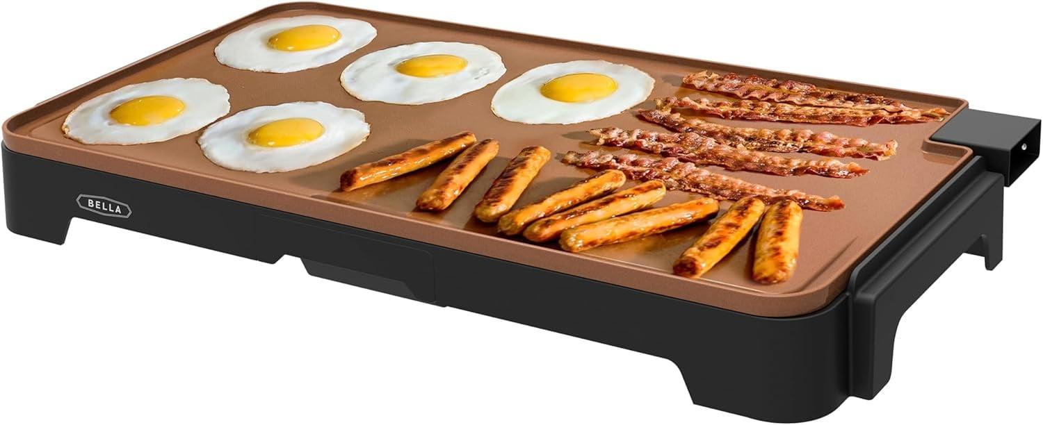 Electric Ceramic Titanium Griddle, Make 15 Eggs At Once, Healthy-Eco Non-Stick Coating, Hassle-Free Clean Up, Large Submersible Cooking Surface