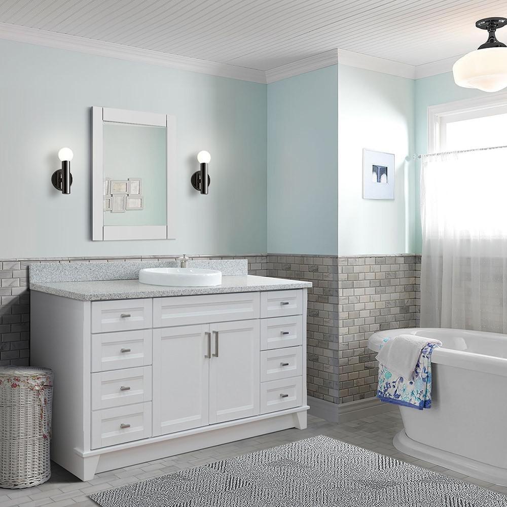 BELLATERRA HOME LLC 61 Single sink vanity in White finish and Gray granite and round sink