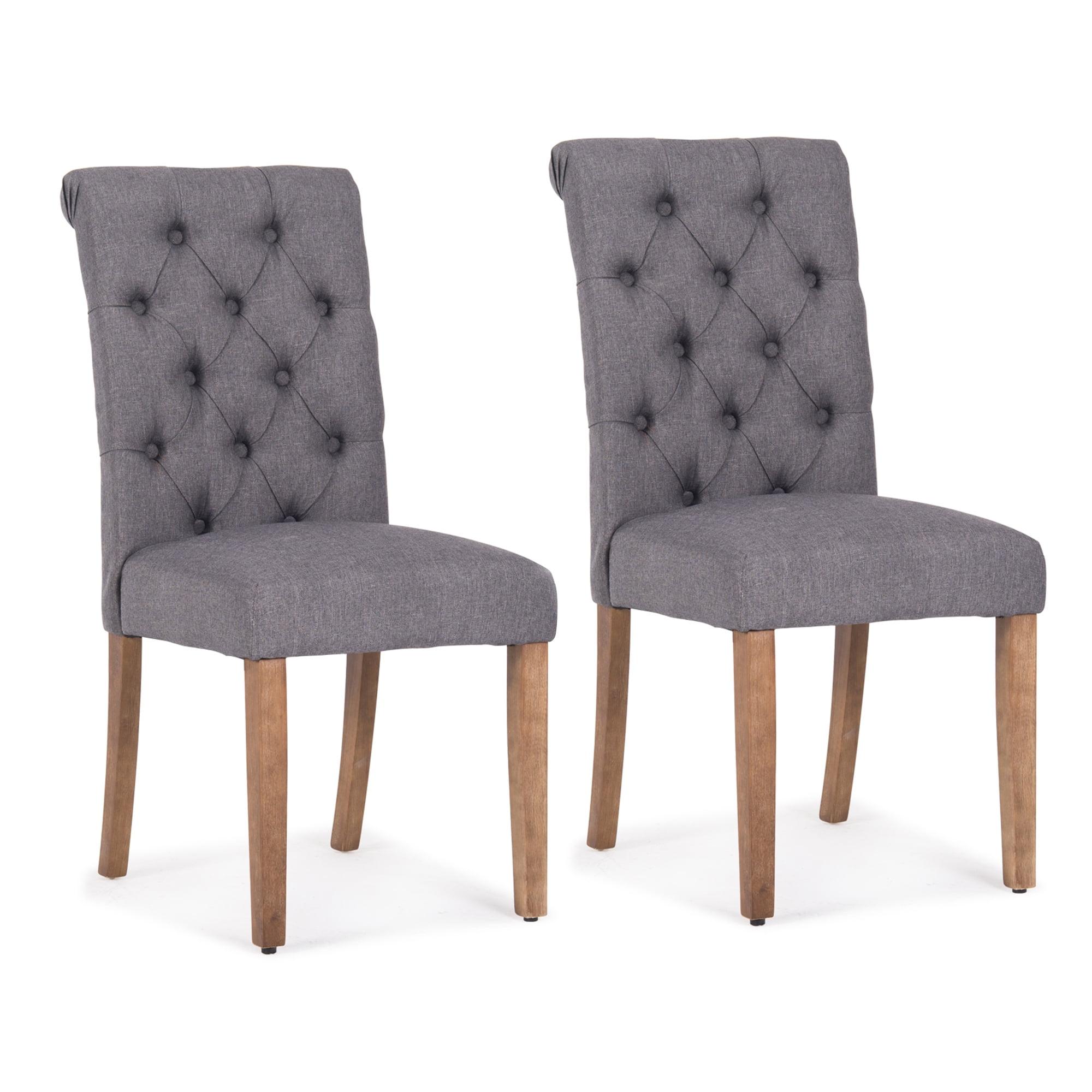 Dark Gray Linen Upholstered High-Back Parsons Side Chair Set