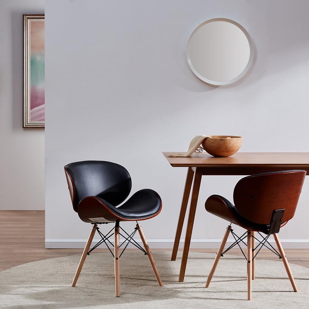 Black Upholstered Leather and Metal Side Chair