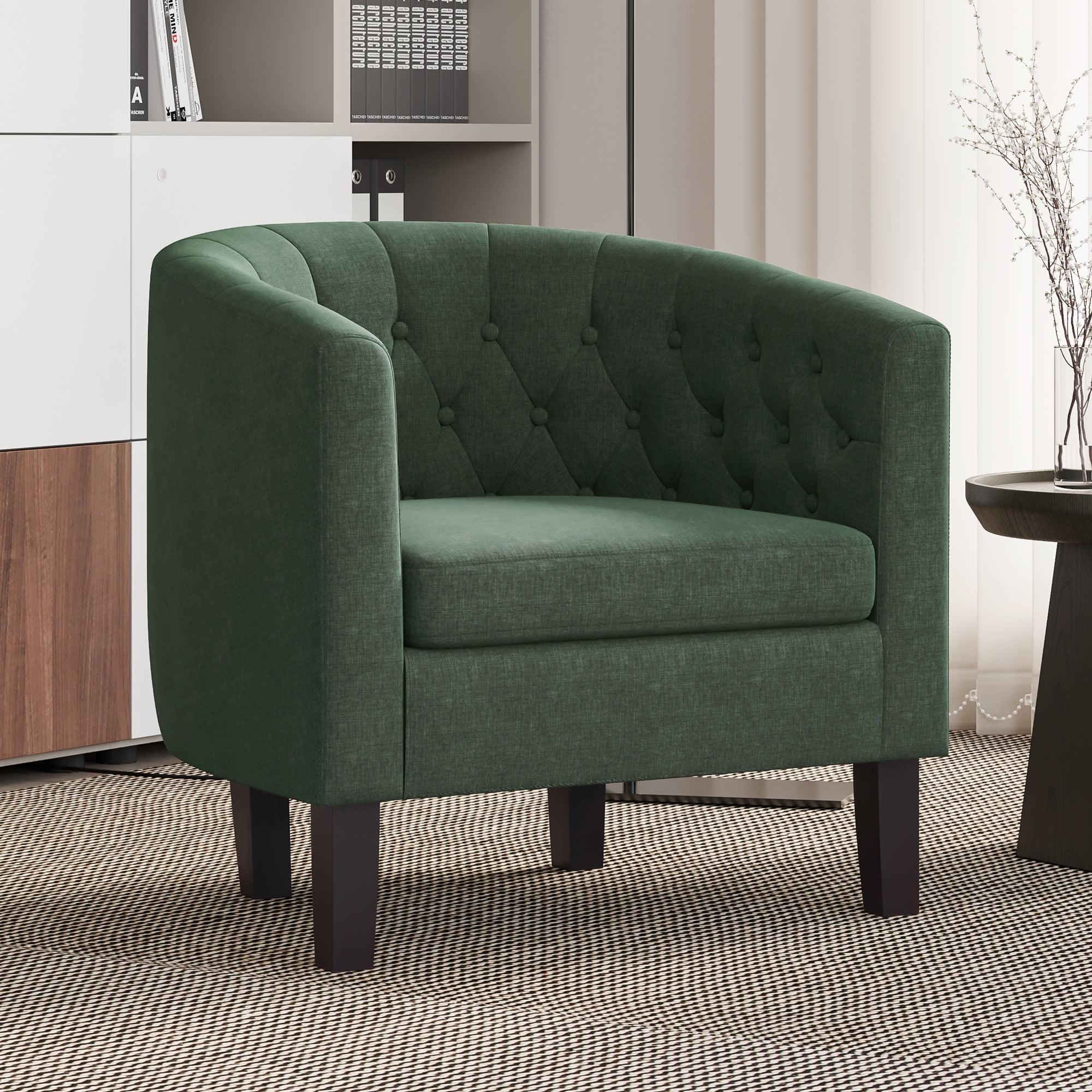 BELLEZE Elegant Tufted Barrel Accent Chair - Berlinda (Green)