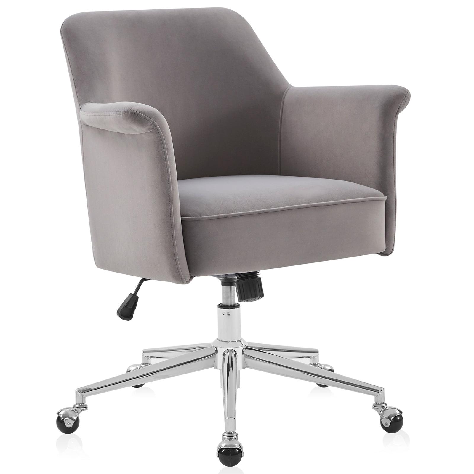 Gray Velvet Swivel Task Chair with Chrome Base