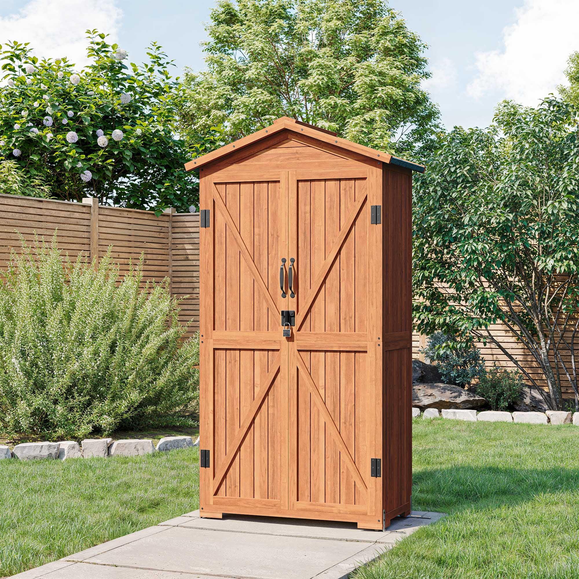 Outdoor Lockable 3 ft. W x 2 ft. D Solid Wood Vertical Storage Shed