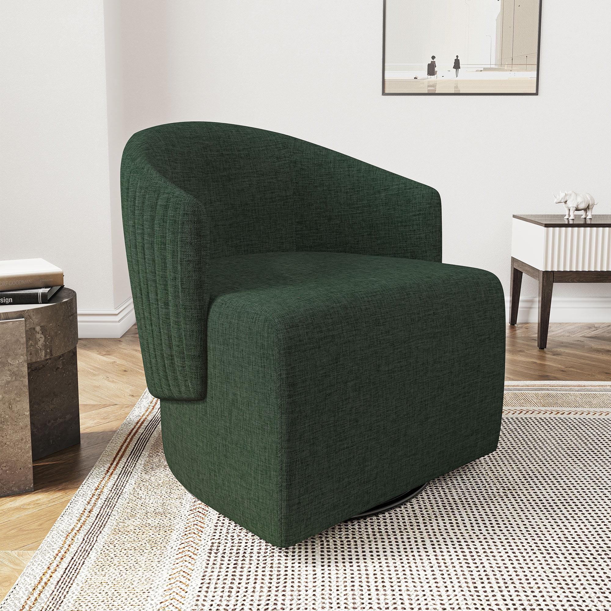 BELLEZE Swivel Accent Chair, Modern Upholstered Swivel Armchair 360 Degree Barrel Chair Comfy Corner Chair for Living Room Bedroom - Malta (Green)