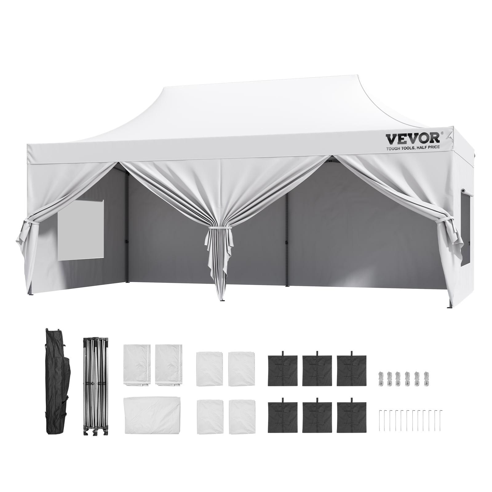 VEVOR 10x20 FT White Pop Up Canopy Tent with Removable Sidewalls