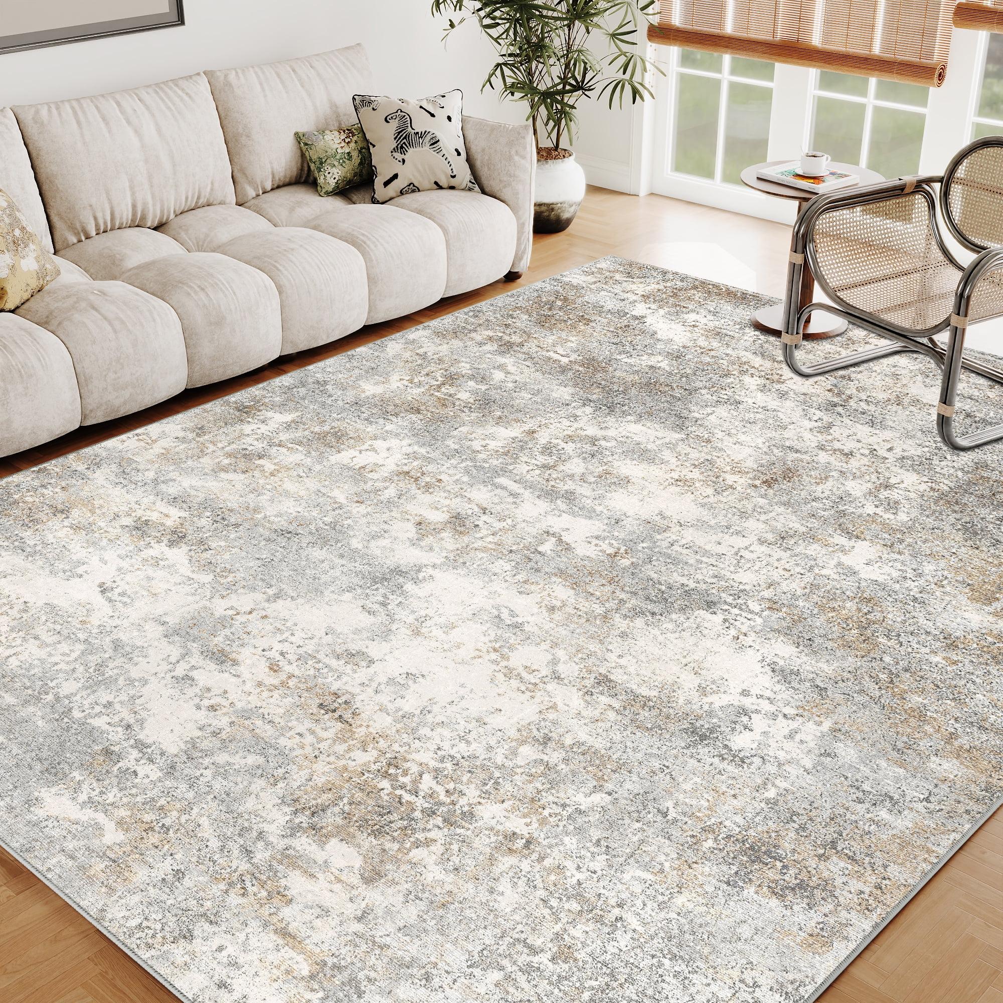 BERTHMEER 9'x12' Large Area Rugs for Living Room Bedroom Dining Room Office Farmhouse Abstract Modern Grey Rugs Washable Rugs Non-slip