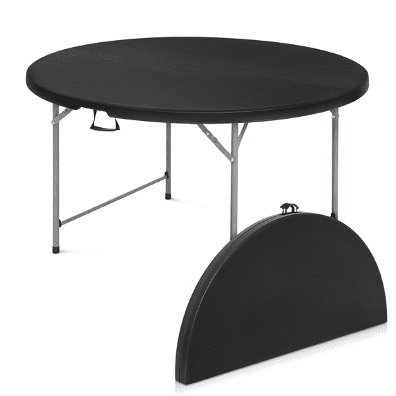 Plastic Round Folding Table, Portable Foldable Party Banquet Table for Camping Dining Outdoor Picnic