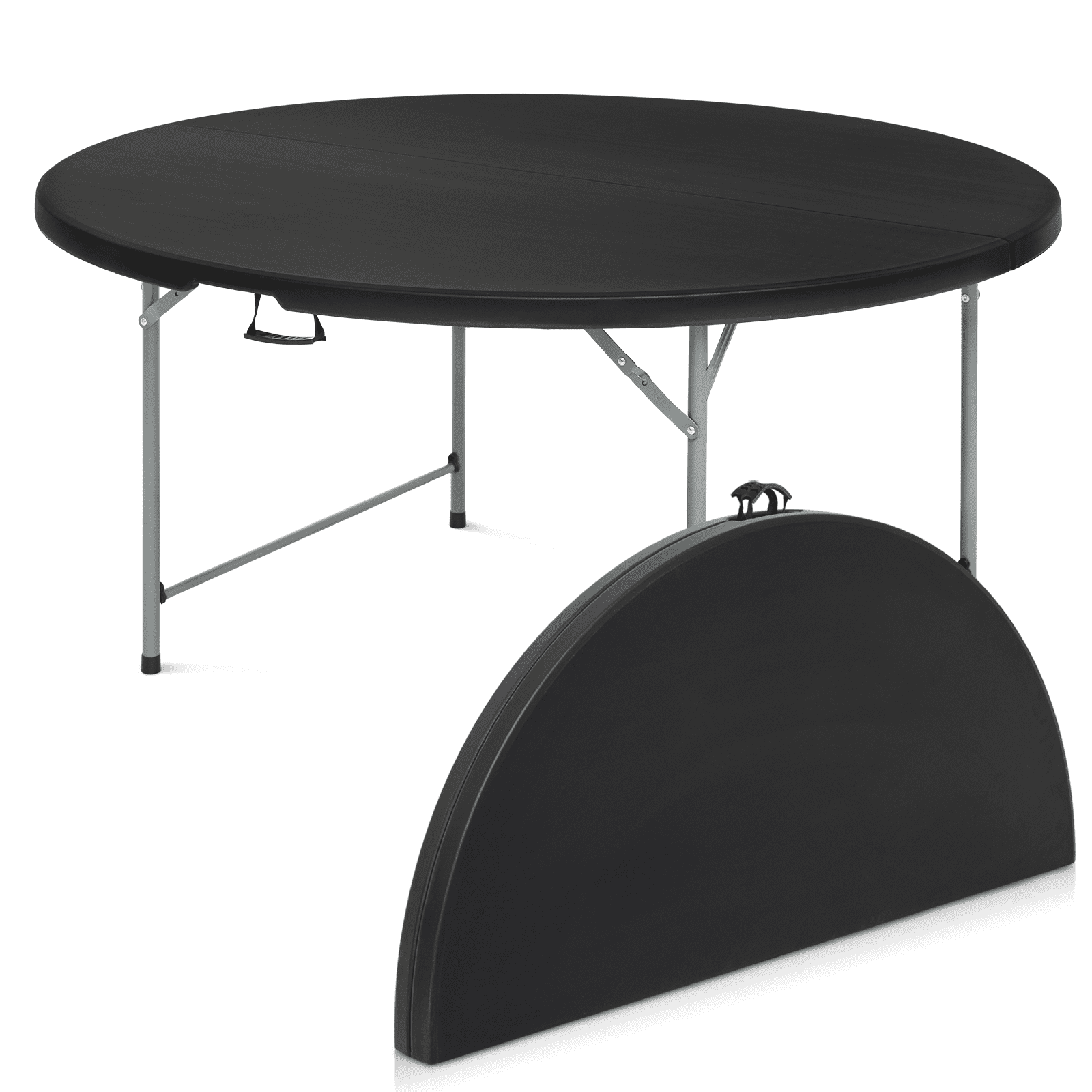 Magshion 5.5Ft Round Folding Table Portable Plastic Table With Handle Foldable Banquet Table For Dining Camping And Picnics