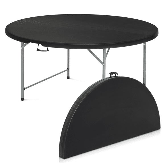 Magshion 5.5Ft Round Folding Table Portable Plastic Table With Handle Foldable Banquet Table For Dining Camping And Picnics
