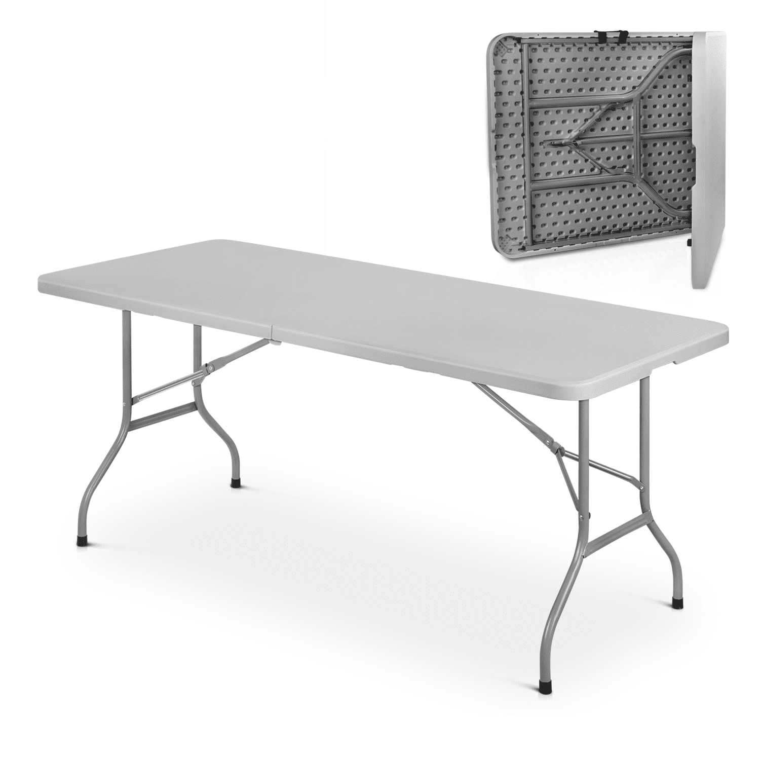 Plastic Folding Card Table, Indoor Outdoor Portable Picnic Table with Carrying Handle for Camping