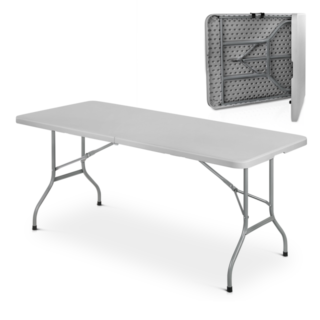 Plastic Folding Card Table, Indoor Outdoor Portable Picnic Table with Carrying Handle for Camping