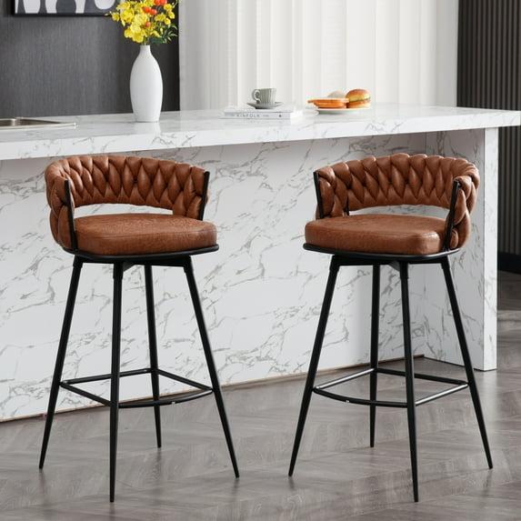 Corrigan Studio® Kymberlynn Swivel Upholstered Low Back Bar & Counter Stool With Metal Frame (Set of 2)