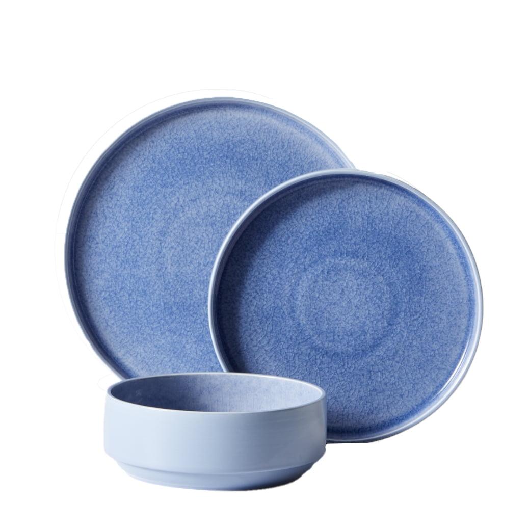 Parker Blue Ceramic 12-Piece Dinnerware Set