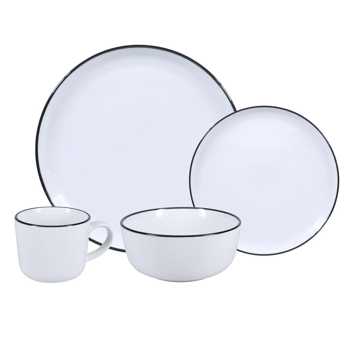 BIA Cordon Bleu BIA Cordon Bleu 16-Piece, Stackable Black Rim Dinnerware Set