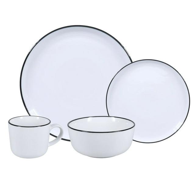 BIA Cordon Bleu BIA Cordon Bleu 16-Piece, Stackable Black Rim Dinnerware Set