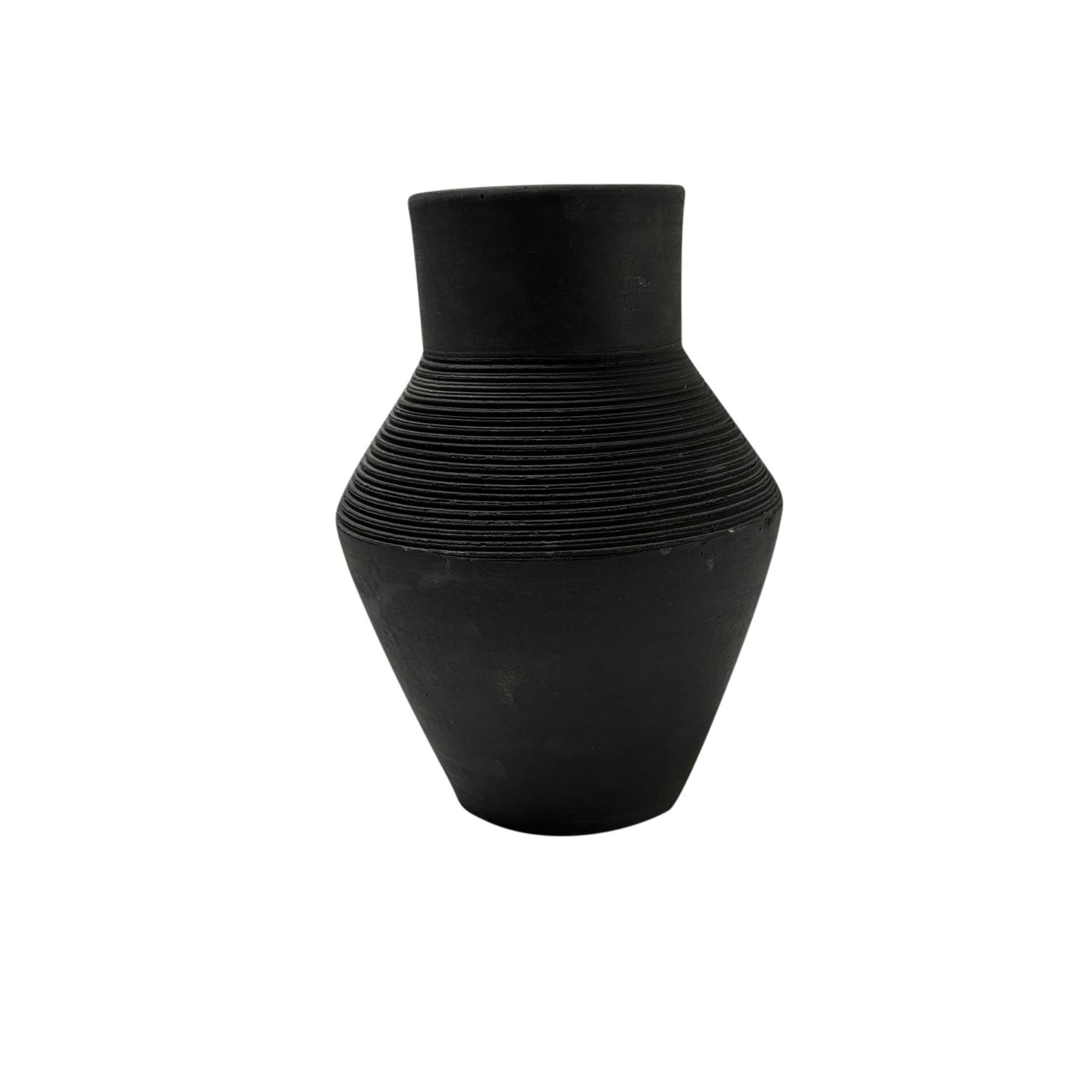 BIDK Home Urn Shaped Terracotta Vase - 8.5" - Black