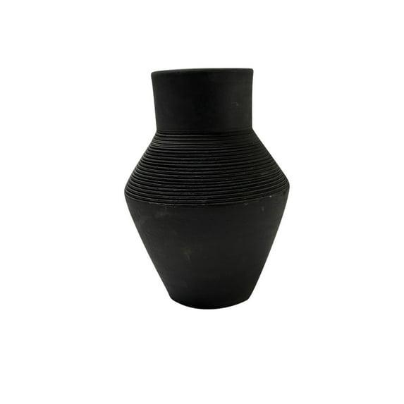BIDK Home Urn Shaped Terracotta Vase - 8.5" - Black