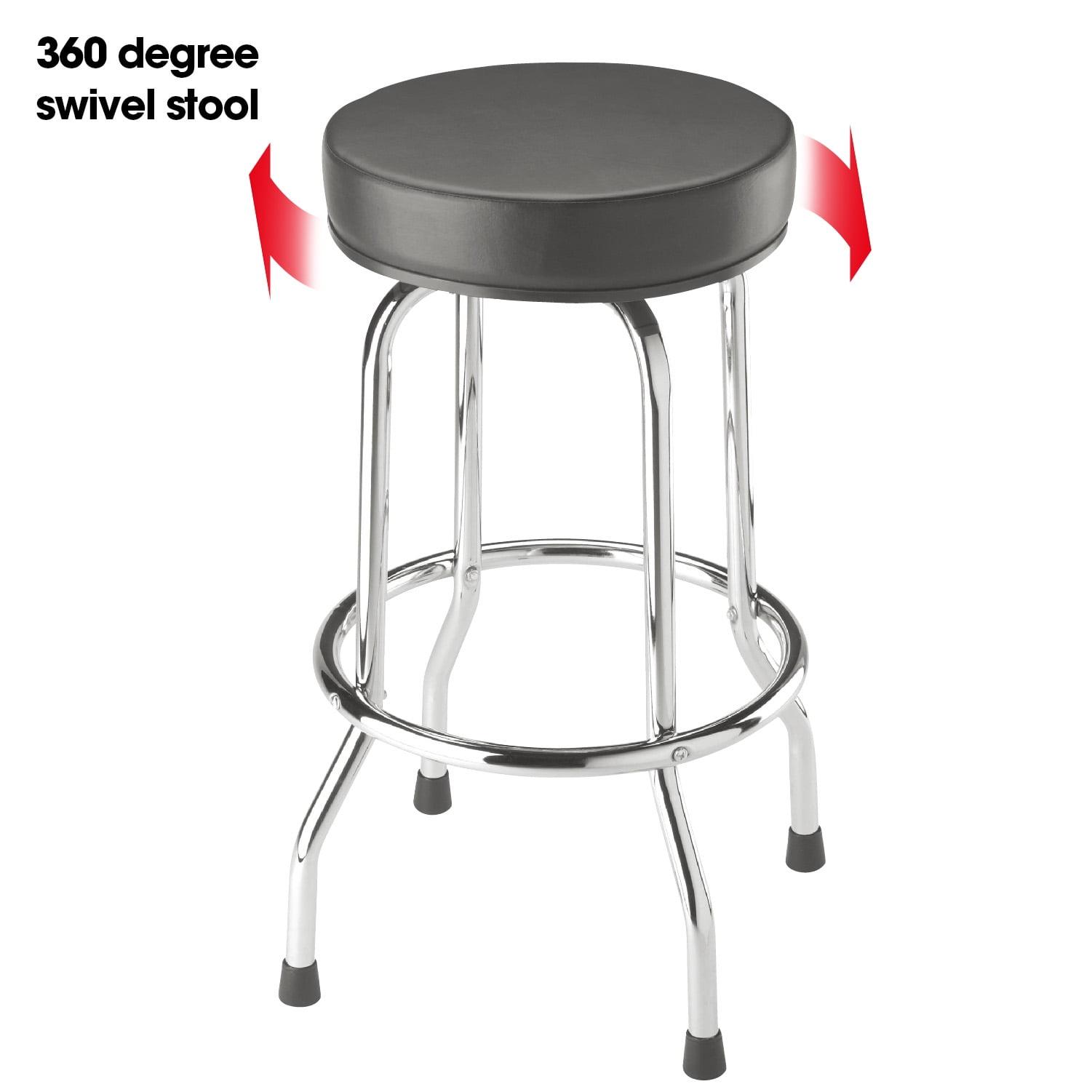 Red Swivel Leather and Metal Bar Stool, 29"