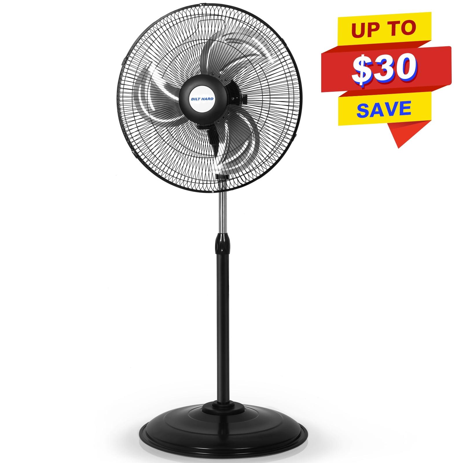 BILT HARD 3900 CFM 18" High Velocity Pedestal Oscillating Fan, 3-Speed Heavy Duty Metal Standing Shop Fan with Aluminum Blades for Commercial, Residential, and Garage, UL Listed
