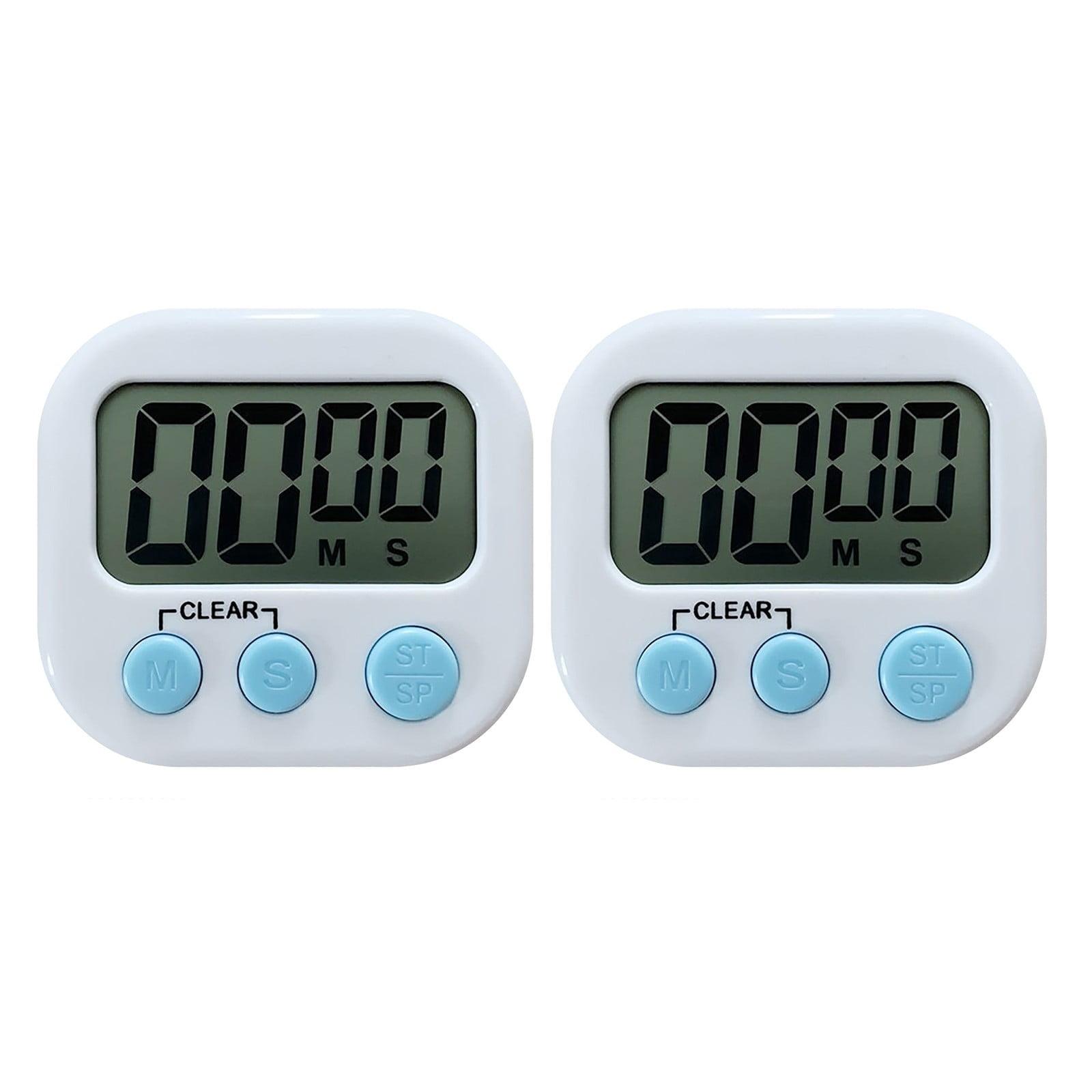 White Digital Kitchen Timer with Big Digits and Loud Alarm