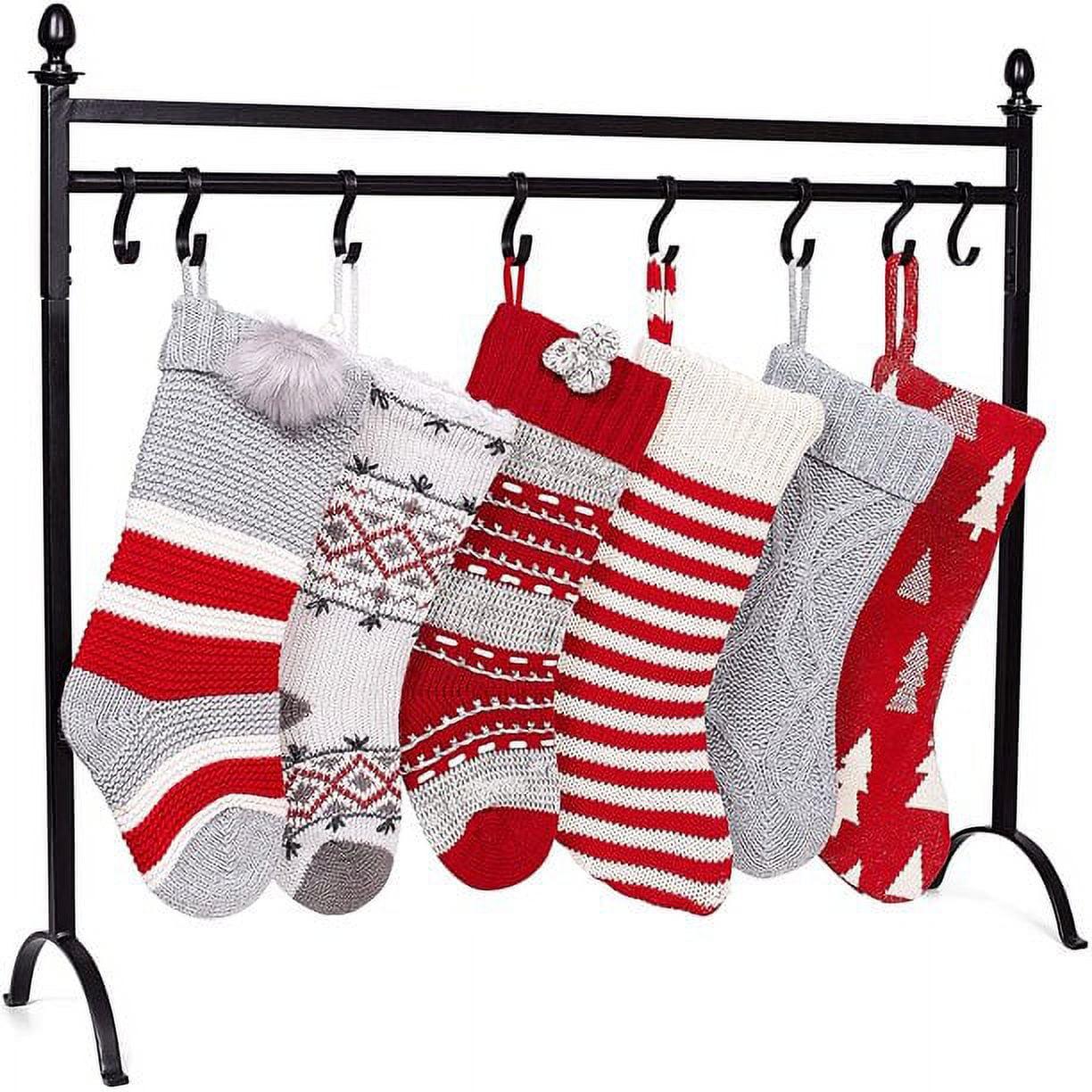 Black Iron 8-Hook Freestanding Christmas Stocking Holder Stand