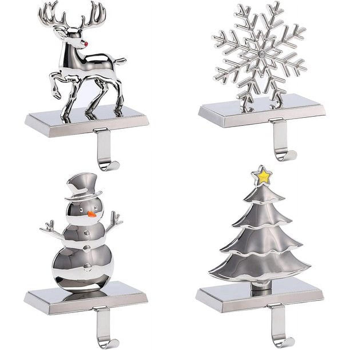 Silver Metal Christmas Stocking Holders Set of 4