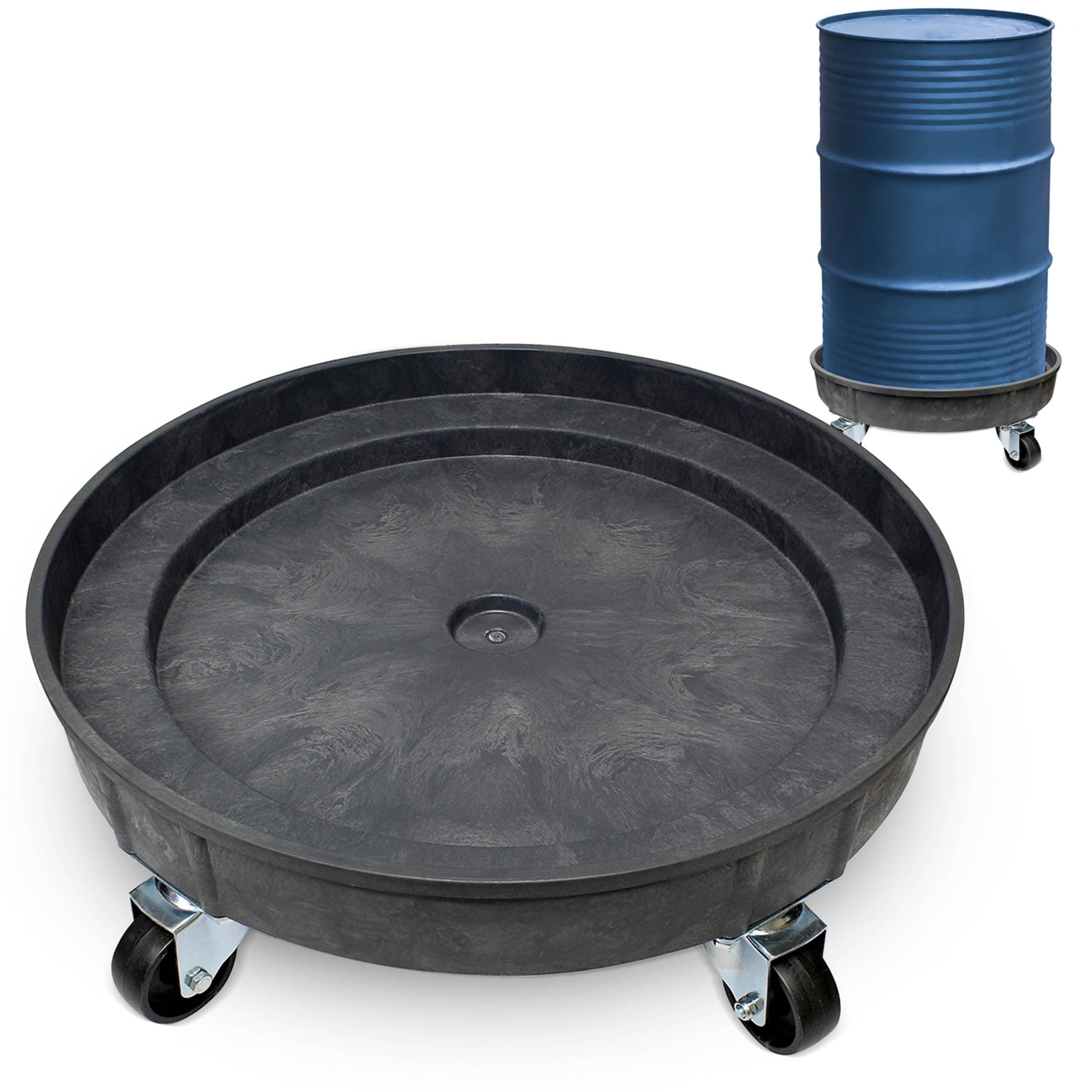Heavy-Duty Black Poly 55 Gallon Drum Dolly with Swivel Casters