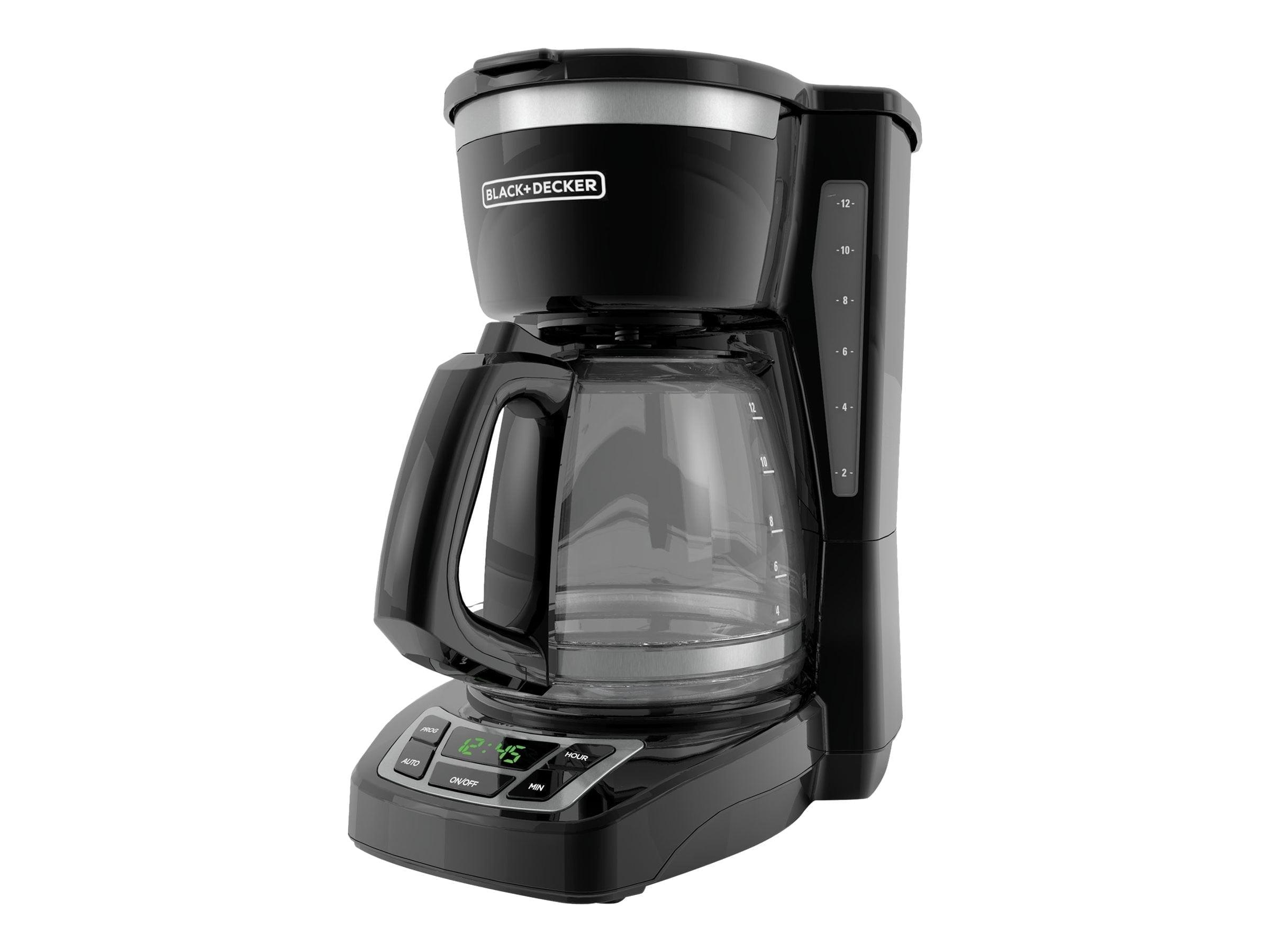 BLACK+DECKER 12-Cup Digital Coffee Maker, Programmable, Washable Basket Filter, Sneak-A-Cup, Auto Brew, Water Window, Keep Hot Plate