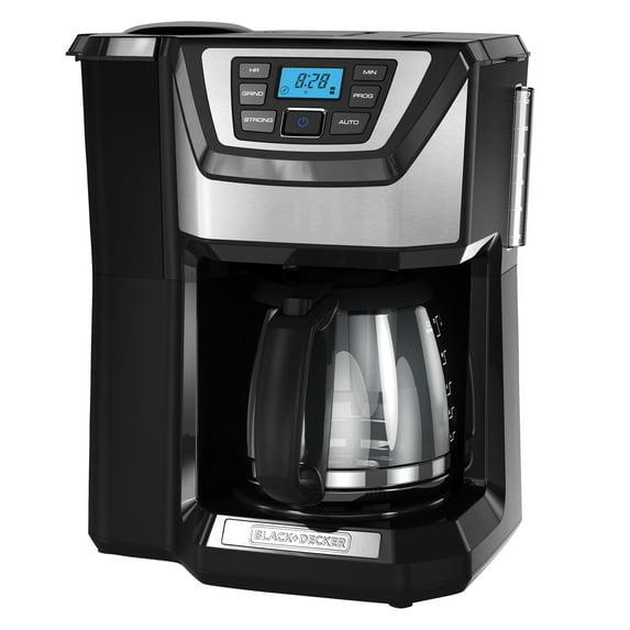 BLACK+DECKER 12-Cup Mill and Brew Coffee Maker, Automatic Grind and Brew Drip Coffee Machine, Programmable, Sneak-A-Cup, Reusable Filter