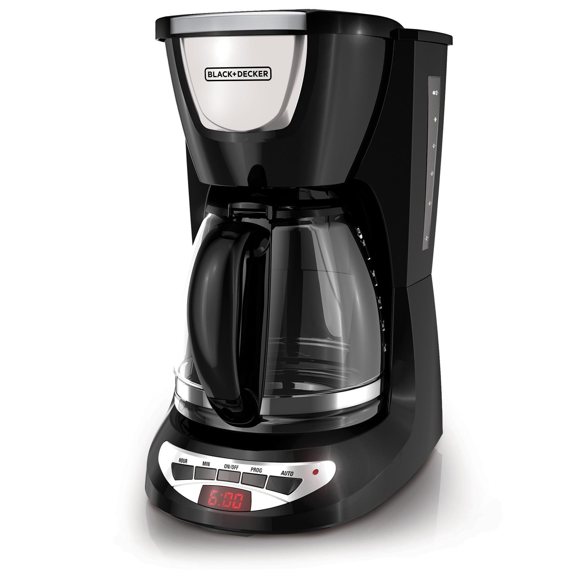 BLACK+DECKER DCM100B BLACK+DECKER 12-Cup Programmable Coffee Maker, DCM100B, Duralife Carafe, Easy-View Water Window, Removable Filter Basket
