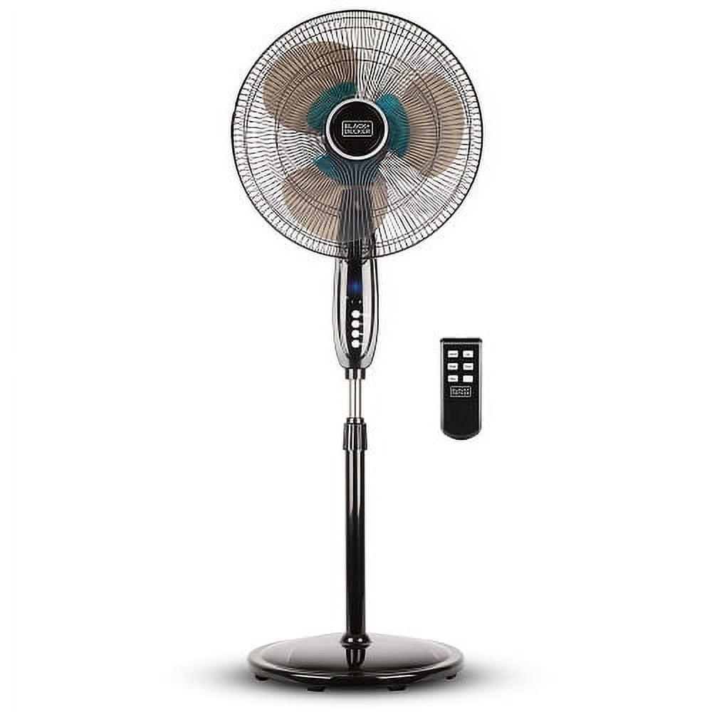 BLACK+DECKER 3-Speed 60-Watt 16-In. Dual-Blade Oscillating Stand Fan with Remote, BFSD116B