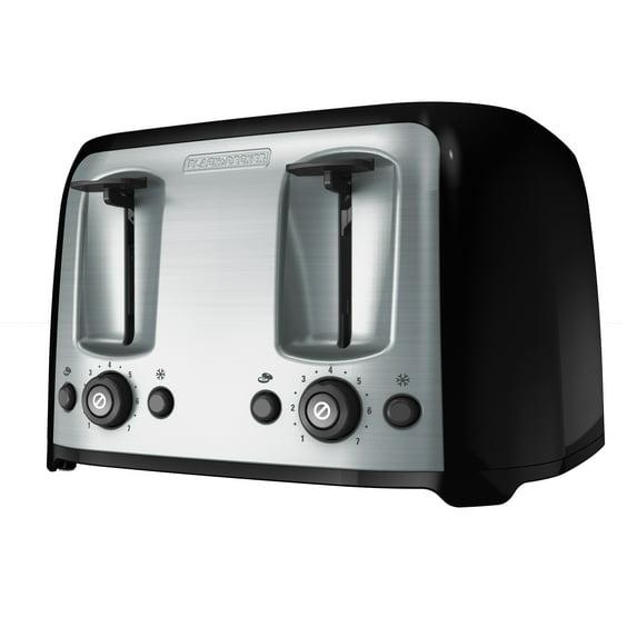 BLACK+DECKER Black & Decker 4-Slice Toaster, Extra Wide Slots, 7 Shade Settings, 1400 Watts, Frozen and Bagel Buttons, Toast Shade Selector, Extra Lift