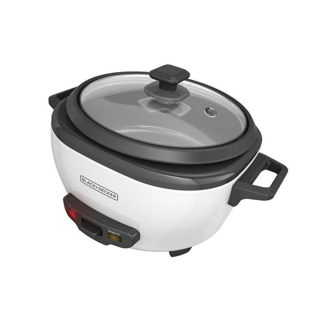 BLACK+DECKER 6-Cup Rice Cooker, RC506, 3-cup Uncooked Rice, Steaming Basket, Removable Non-Stick Bowl, One Touch