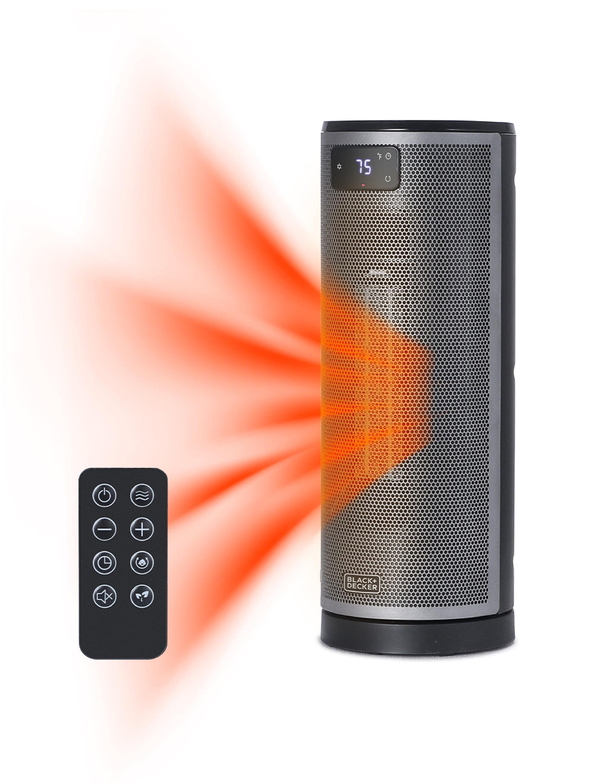 BLACK+DECKER BLACK+DECKER Ceramic Oscillating Tower Heater with Remote Control, Space Heater with Digital LED Display, Black